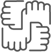 Human hands forming a square together.